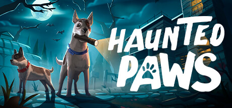 Haunted Paws gameplay: two puppies exploring the haunted mansion